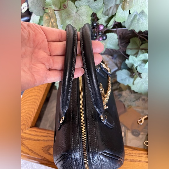 Coach Black Pebbled Leather Rowan Satchel with Gold Hardware - Picture 7 of 10